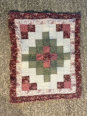 Handmade Pink and Green Patchwork Decorative Pillow Cover